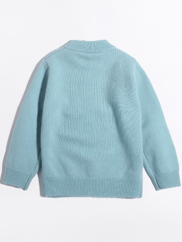 Kids Cute Green Dinosaur Knit Cashmere Pullover Crew Neck Sweate